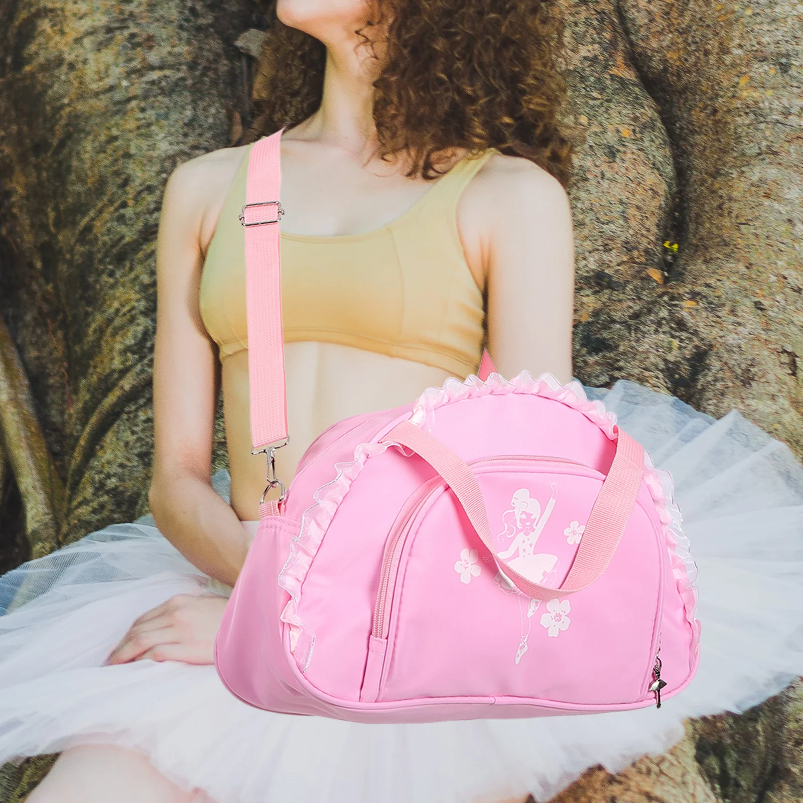 

Small Ballet Dance Bag Portable Gym Carrying Bag Crossbody Shoulder Style Separate Shoe Compartment for Girls Ballet Bags