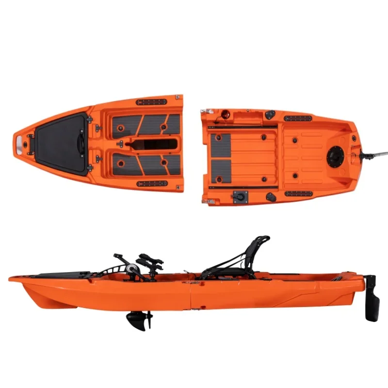 เหยียบตกปลา Kayak 2024 1 ที่นั่ง Single Modular Kayak ที่ถอดออกได้พับออกแบบ 10FT เรือแคนู/เรือคายัคสําหรับ Lakes Rivers