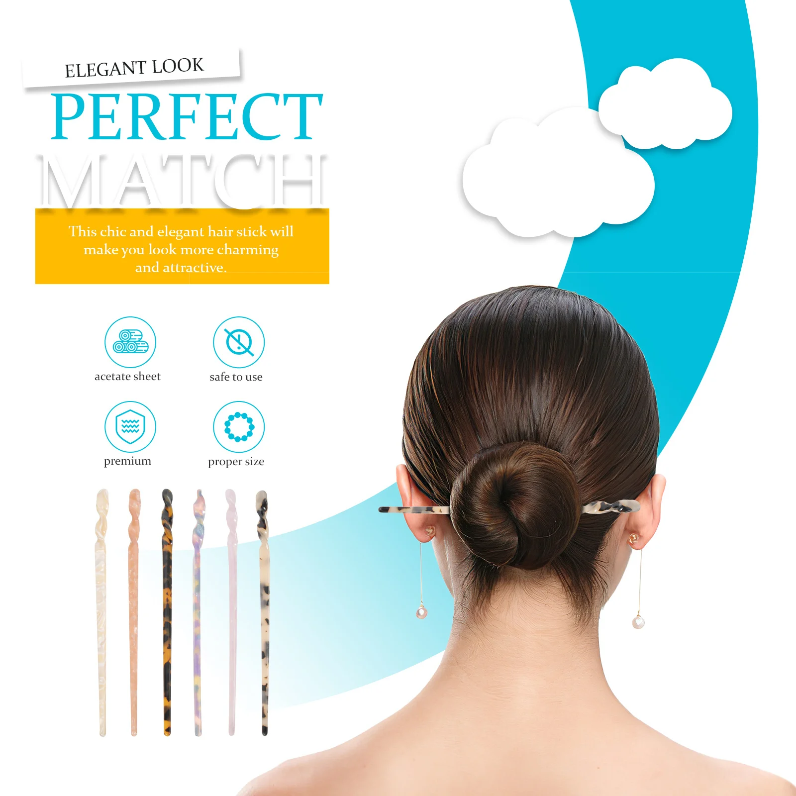 

6Pcs Hair Chopsticks for Women Girls Lightweight Metal Hairpin Vintage Elegant Accessories Daily Wear Party Hair Chopstick