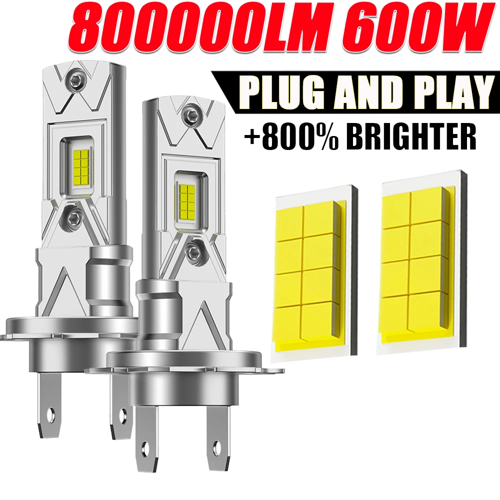 

2PCS H7 LED Lights for Car Headlight Bulb 800000LM Mini Wireless Auto Lamp +800% Bright Spotlights Automobile LED Headlamp 12V