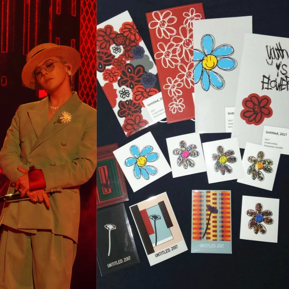 880818 GD Стикер Kpop Hot Idol G-DRAGON Jeju Island Untitle Кофейня Тот же стиль Наклейка Красочные наклейки с ромашкамиd