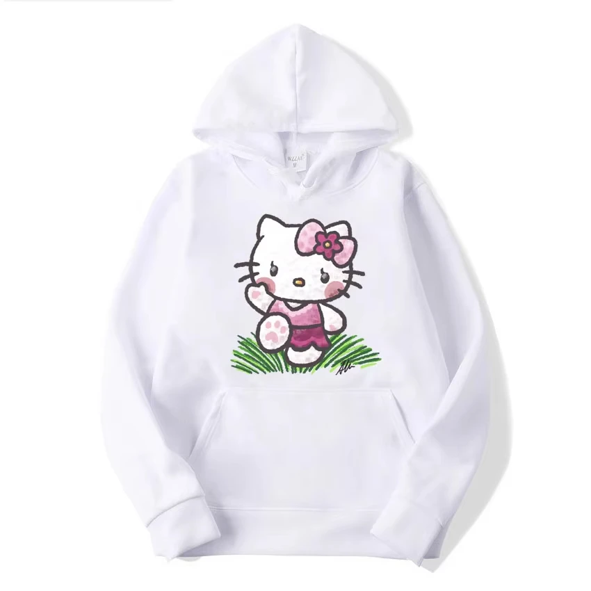 

MINISO Cute Cartoon HelloKitty Print Cotton Hoodies For Women Men Autumn Winter Long Sleeve Sweatshirt Casual Pullover Tops