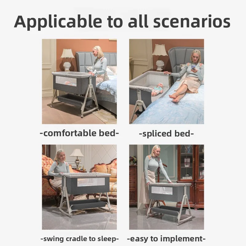 سرير أطفال متعدد الوظائف قابل للطي، سرير محمول بعجلات، نوم على الطراز الأوروبي لحديثي الولادة إلى الأطفال الصغار