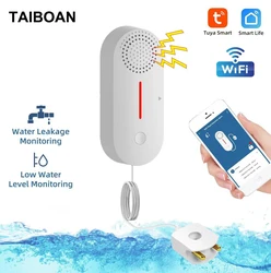 Sensor de fugas de agua con WiFi, Detector de nivel de desbordamiento de agua, sistema de alarma de sonido de seguridad, Sensor de fugas de inundación, Control por aplicación remota inteligente