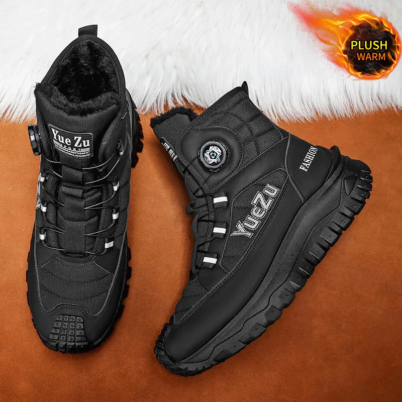 2025 new Winter oversized men's boots waterproof cold resistant plush and warm snow boots outdoor thick soled casual work boots image 3