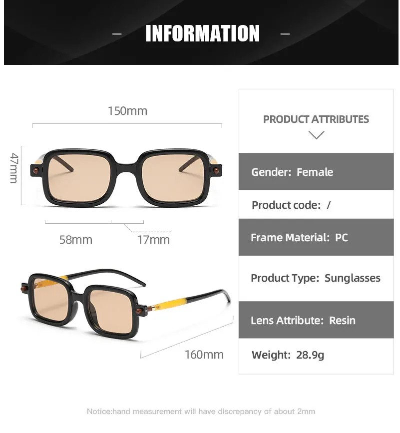 Neue modische quadratische Sonnenbrille für Damen und Herren, Vintage-Markendesigner, Punk-Sonnenbrille, klare Gläser, Spiegelbrille – Detail 2