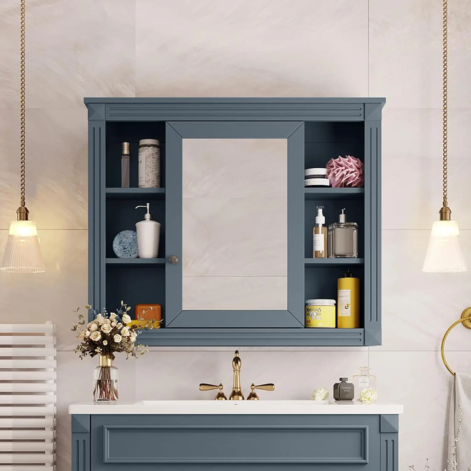

Modern 36 Inch Wall Mounted Bathroom Cabinet with High Definition Mirror