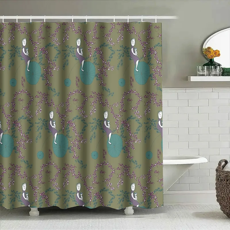 ستارة دش أنيقة طبيعة نمط الأزهار مقاوم للماء ديكور الحمام خمر مزرعة ريفي المنسوجات المنزلية الملحقات