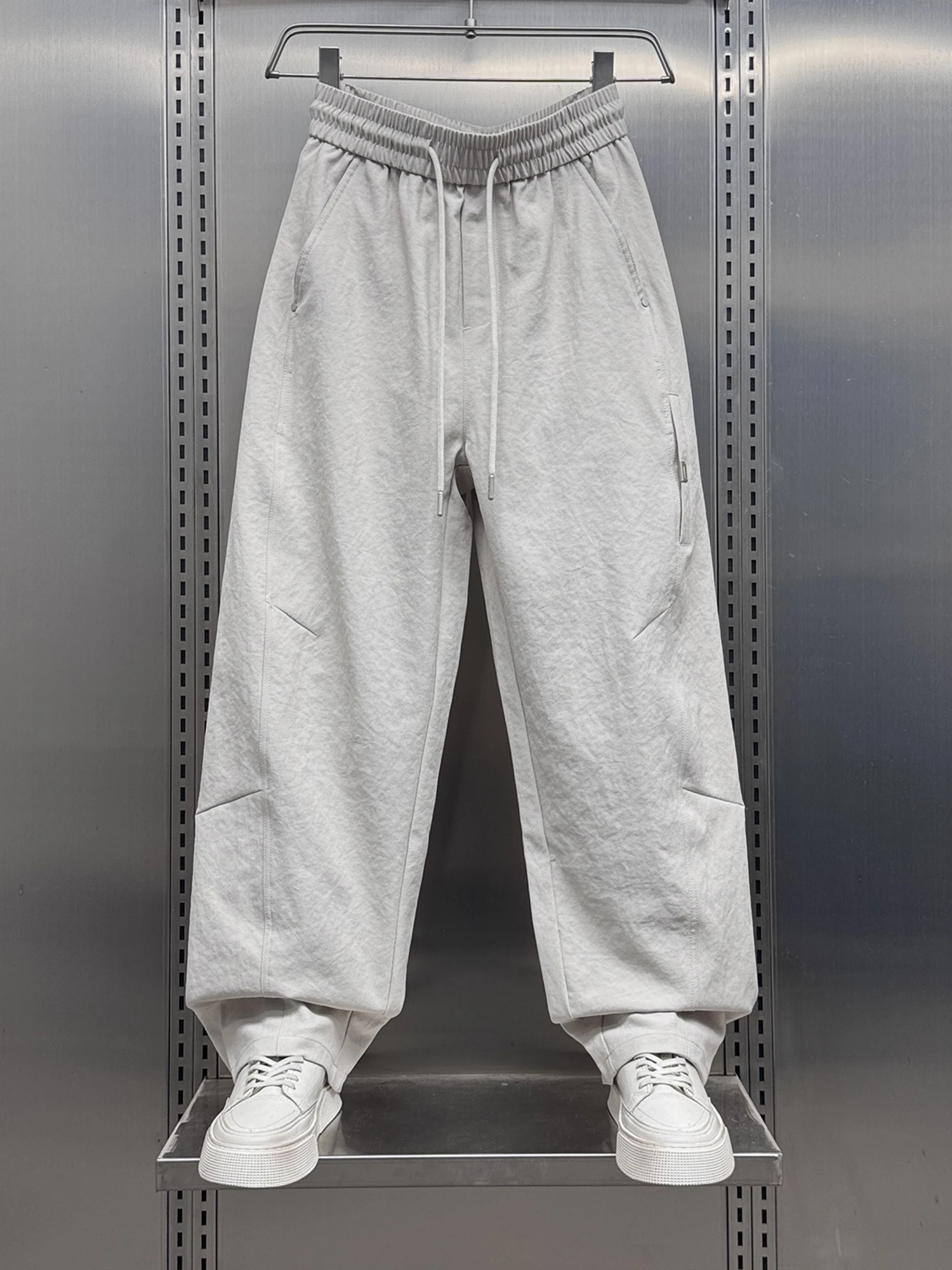 

Summer Thin American Sle Loose Casual Pants Men's Haome Versatile Straight Leg Pants Simple Splicing Knife Pants