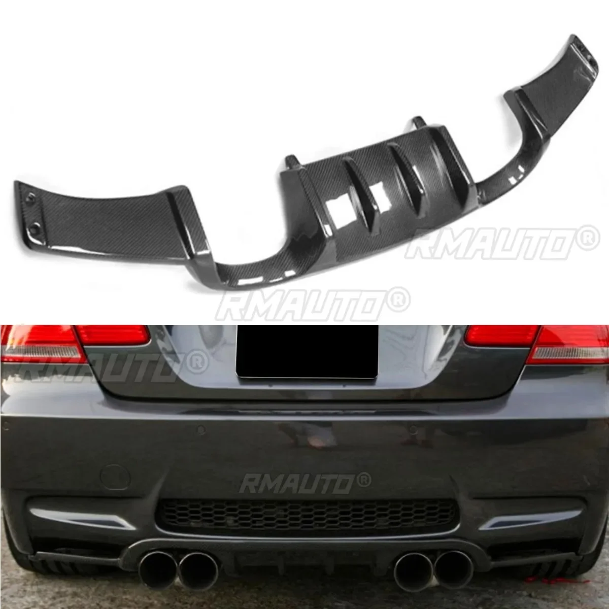 E92 Rear Bumper Lip Real Carbon Fiber V Style Rear Bumper Splitter Spoiler Body Kit For BMW E92 2006-2010 Car Accessories