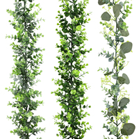 Artificial Silver Dollar Eucalyptus Decor Greenery Garland Leaves Eucalyptus Vines Plant Wall for Wedding Arch Faux Garland