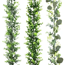 Artificial Silver Dollar Eucalyptus Decor Greenery Garland Leaves Eucalyptus Vines Plant Wall for Wedding Arch Faux Garland