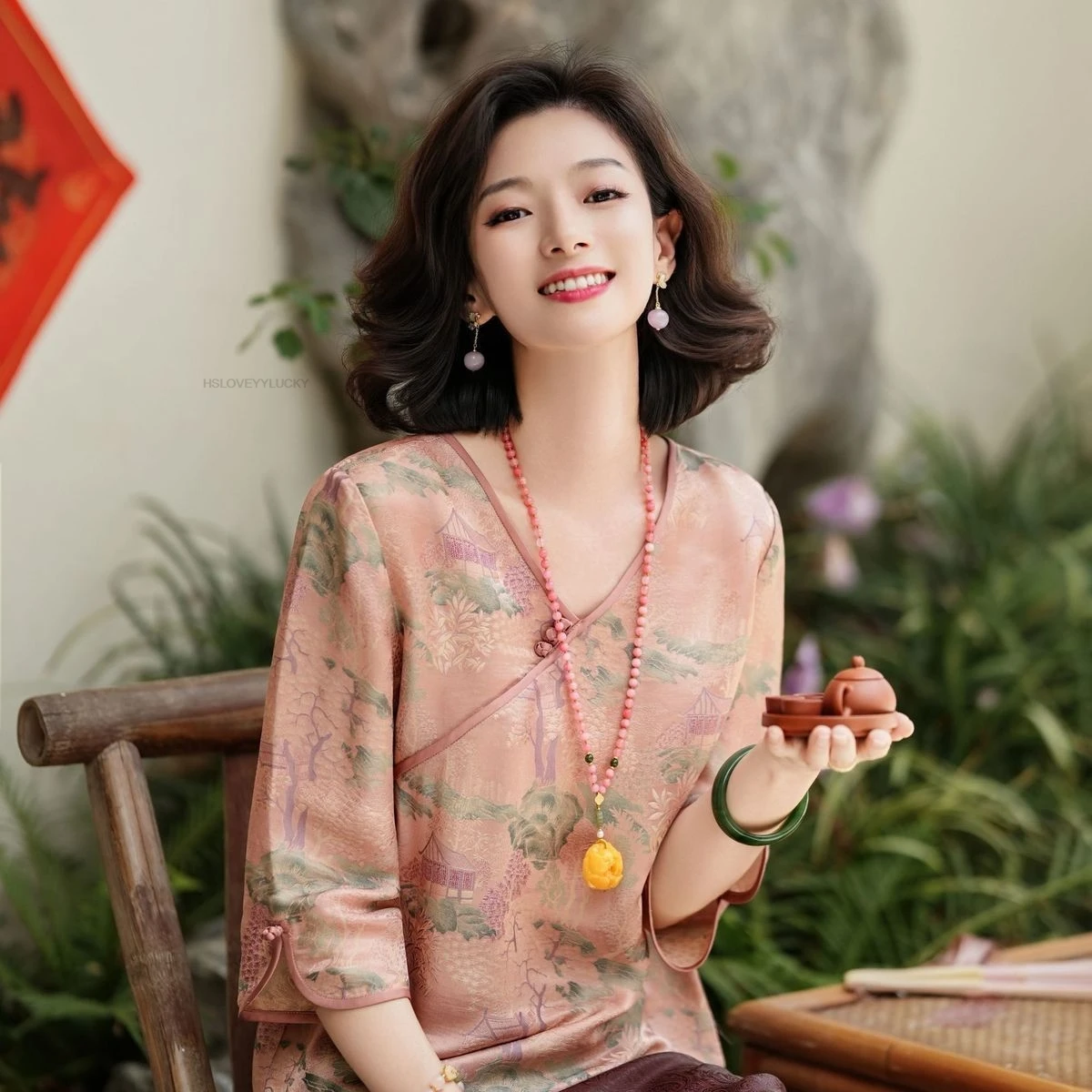 Chinese Classic Vintage Modified Top Fashion Frog Button Elegant Shirt Women Floral V Neck Blouse Oriental Qipao Tangsuits Top