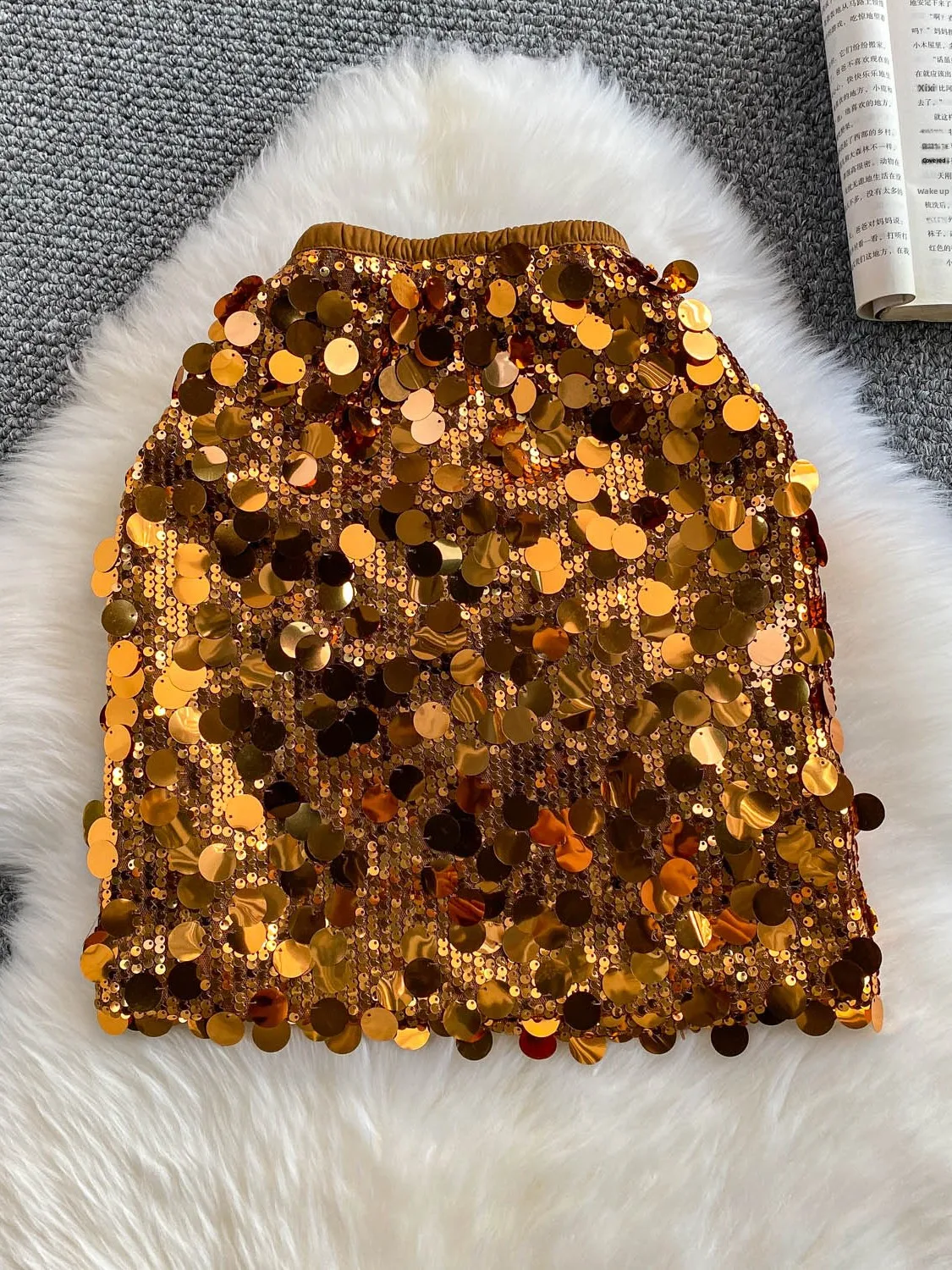 

Блестящая юбка с богатой отделкой для сценических выступлений, женская, утягивающая, прямого кроя, с высокой талией