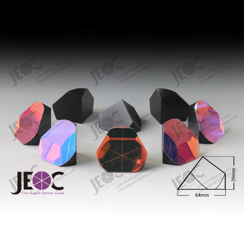 

JEOC 64mm Diameter Corner Cube Prism, 39mm Height Copper Plated Trihedral Retroreflector, 5 arc secs