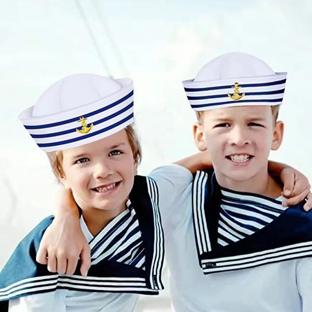 

2pcs Captain Hat Sailor Hats For Adults Cosplay Costume Party Accessories Lightweight Durable Polyester Boat Stage Performance