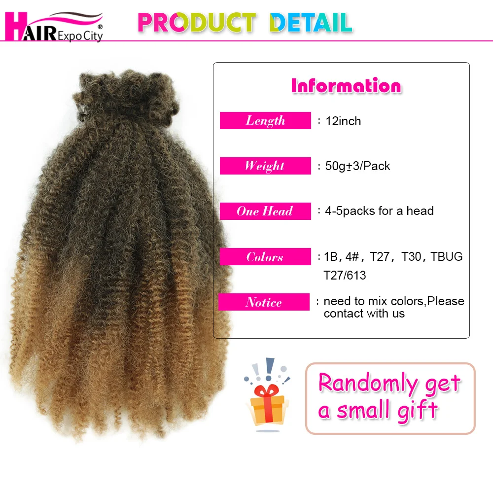 Afro Kinky Curly Bulk Synthetic Braiding Hair 12 inch Protein Fiber Durable Curl Hair Soft Micro Twist Braids Hair  Extensions image 3