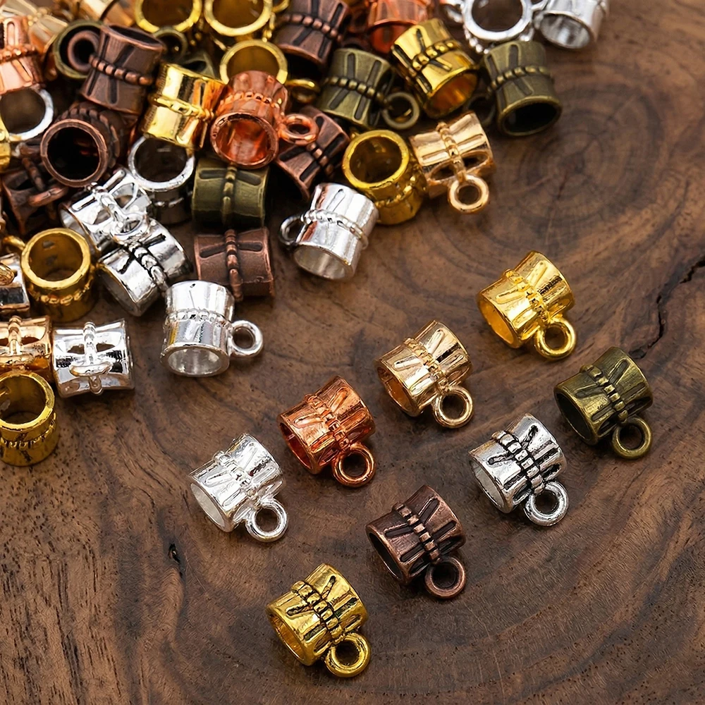 

100pcs Antique Alloy Pendant Clasp Bail Beads Loose Spacer Beads Connectors for DIY Necklaces Bracelets Jewelry Making Wholesale