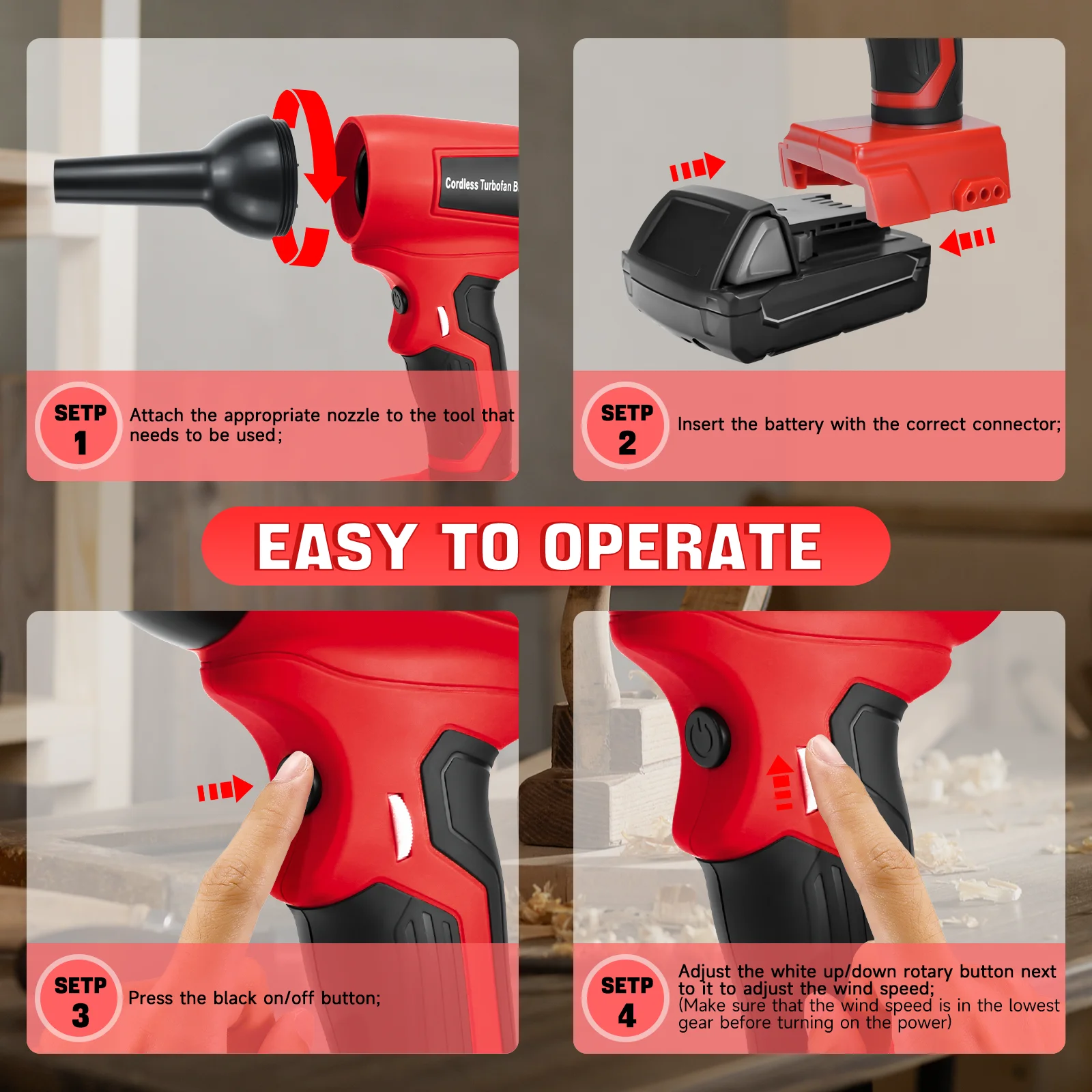 Ventilatore a getto turbo elettrico senza spazzole 130000 Ventilatore portatile a velocità variabile RPM per batteria Milwaukee 18V (senza batteria)