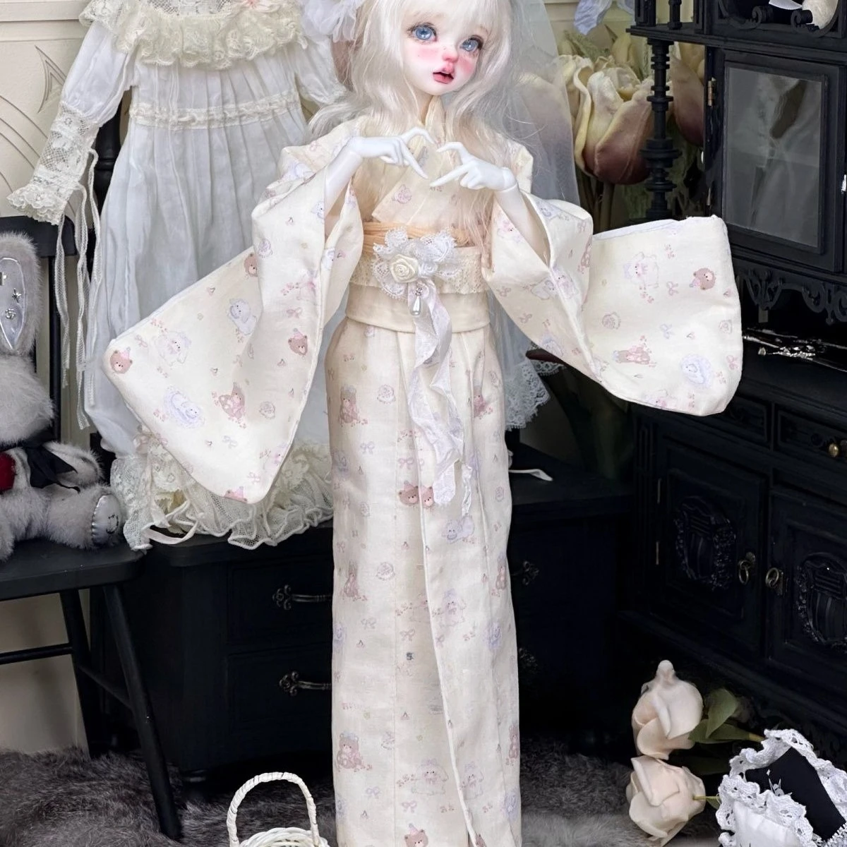

1/4 Doll's Clothes Suit Dress Kimono with Twin Strap Lining for 45cm Bjd Doll Dress Up Toy Play House Doll Accessories,No Doll