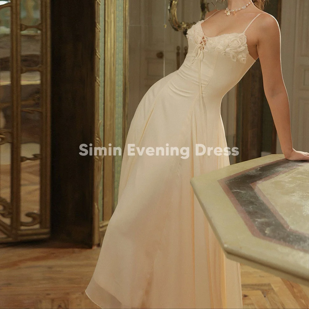 

Simin Women's Chiffon Spaghetti Strap 3D Flowers A Line Evening Dress With Sleeveless Ankle-Length Elegant Party Dresses 2025
