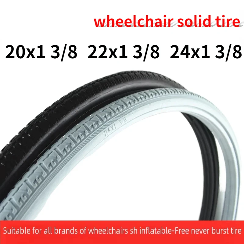 Wheelchair Accessories Tire 20 22 24 Inch Outer Solid 20/22/24x1 3/8 Non-pneumatic Rear Wheel