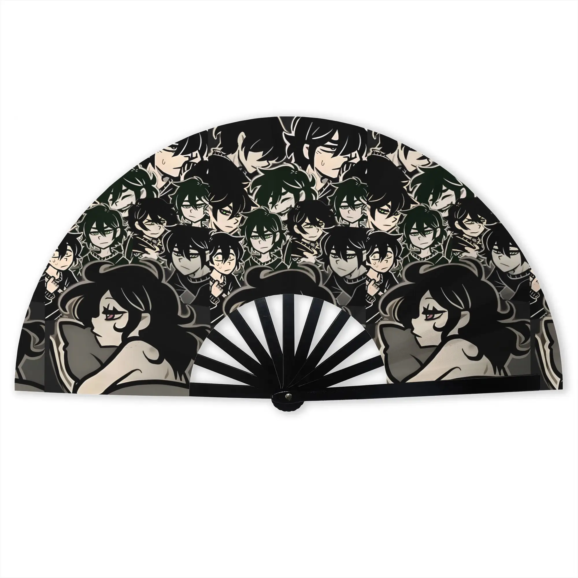 Retro A-Andys L-Leyleys Anime Stylish Hand Fan Men Comic  Printed Fan Trendy Costume Prop Folding Fans For Sports Events Gift