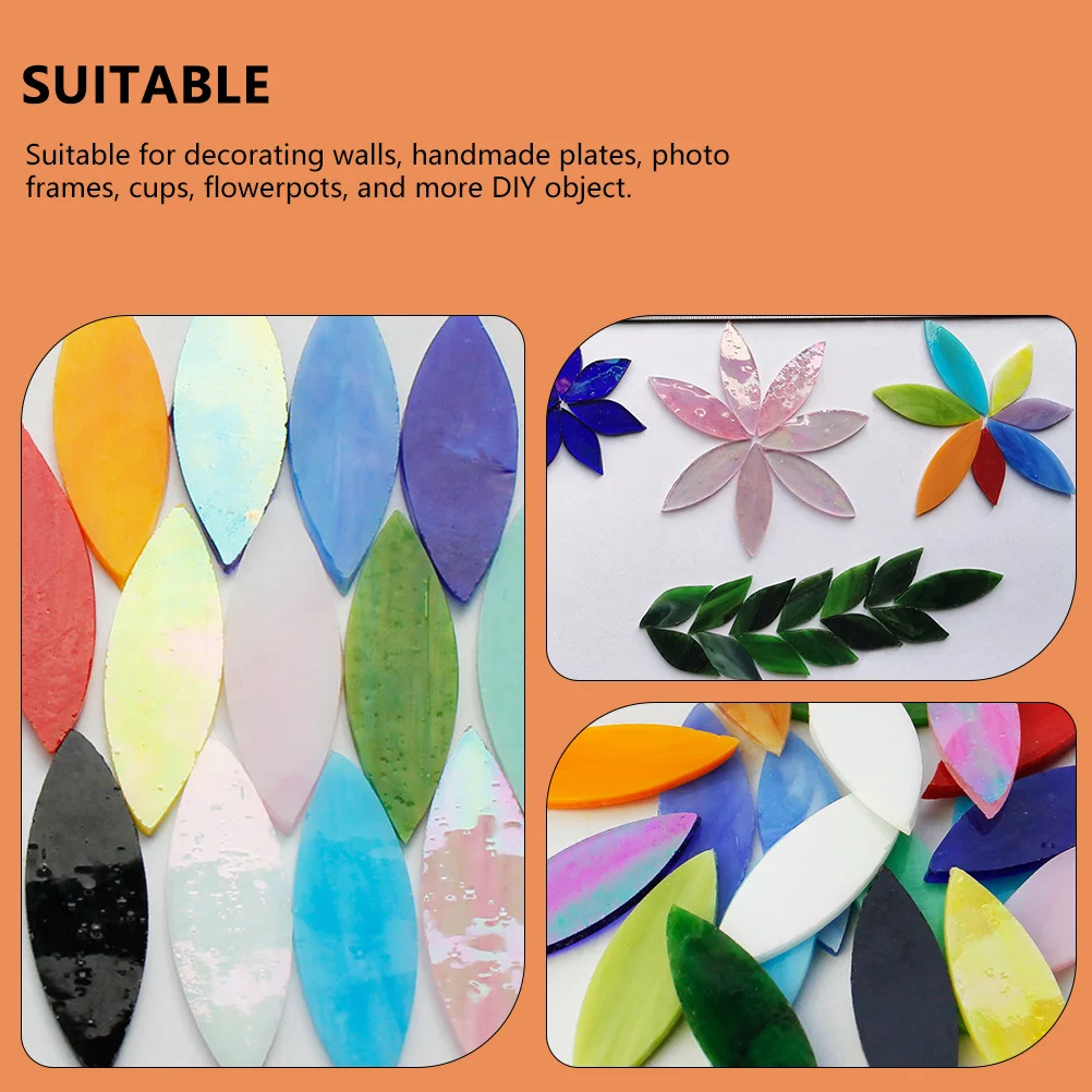 70 قطعة قطع زجاجية على شكل ورقة شجر فسيفساء عالية الجودة لوازم حرفية ذاتية الصنع زينة يدوية بلاط زجاجي فني لكوب إطار الحائط