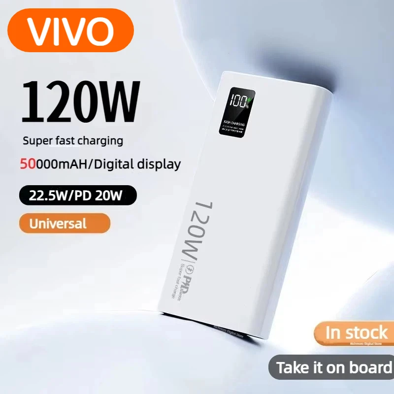 

XIAOMI 120 Вт Power Bank 50000 мАч Высокая емкость Быстрая зарядка Powerbank Портативное зарядное устройство для iPhone Samsung Huawei Hot