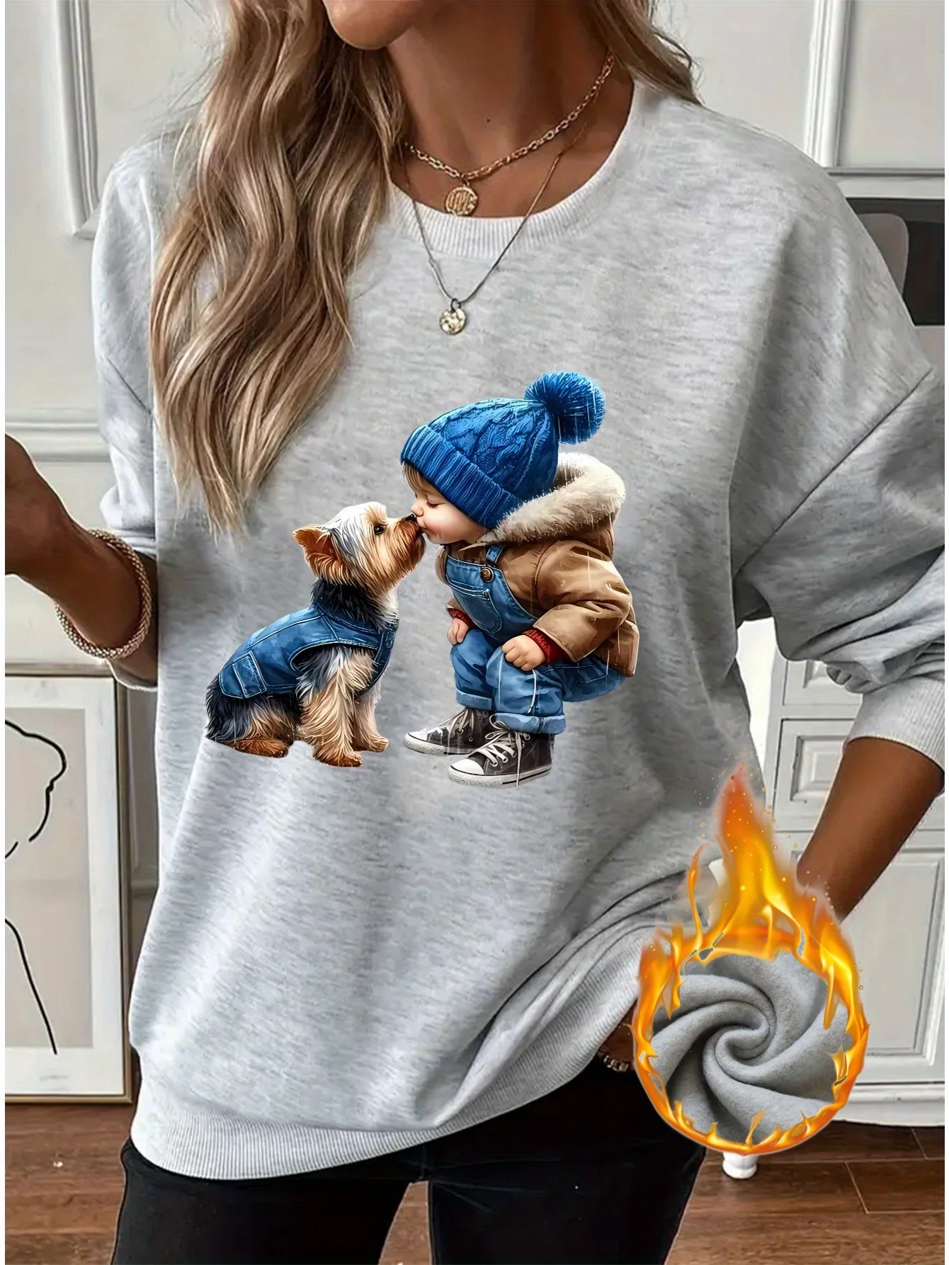Loose Sweatshirt Casual Long Sleeve Women Autumn and winter  Comfortable Pullover Crewneck Loose Female Clothes