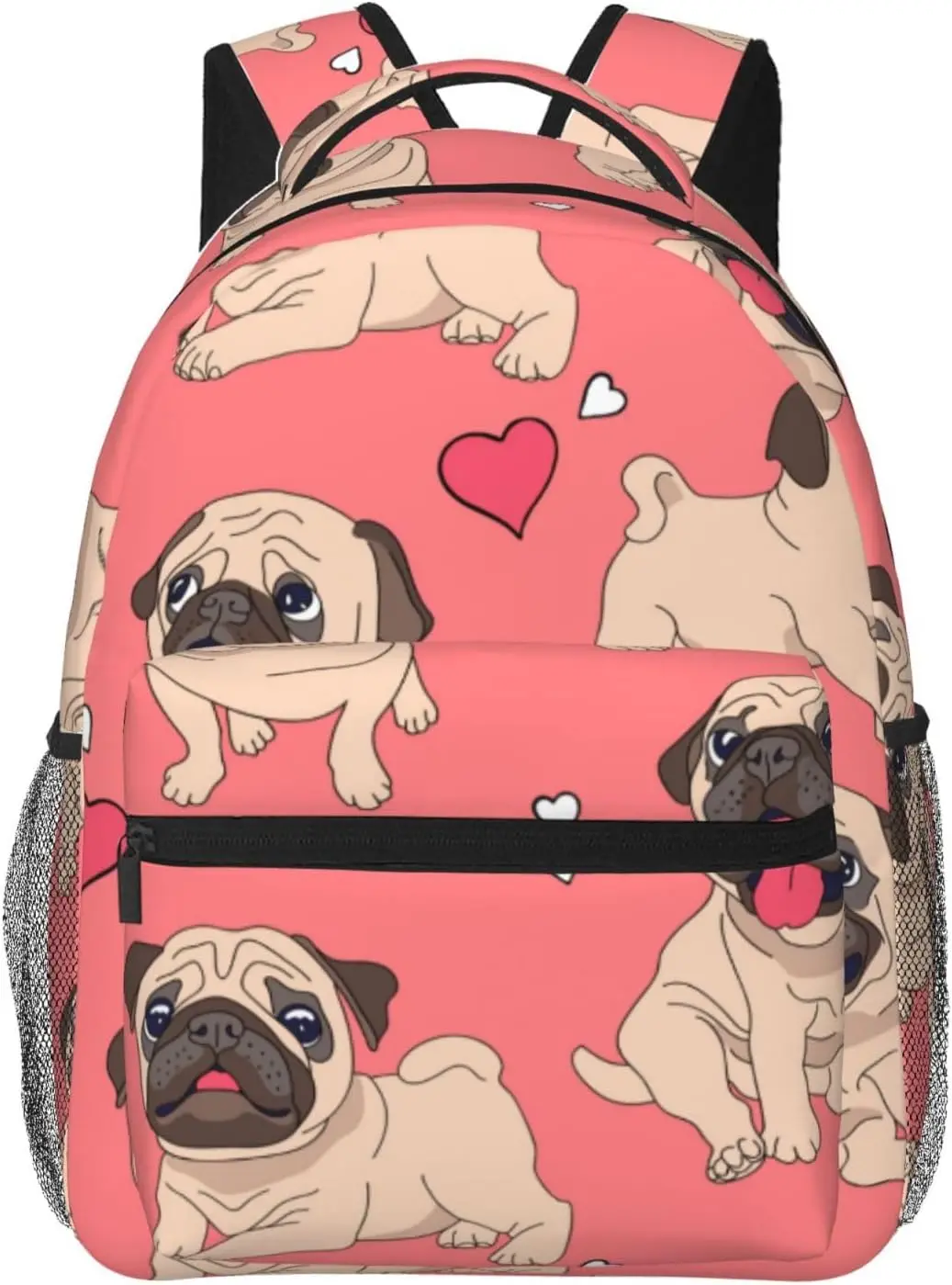 

Funny Cartoon Pugs Puppy Pink Backpack Durable Laptop Backpack Shoulder Straps Multipurpose Backpacks for Travel Camping