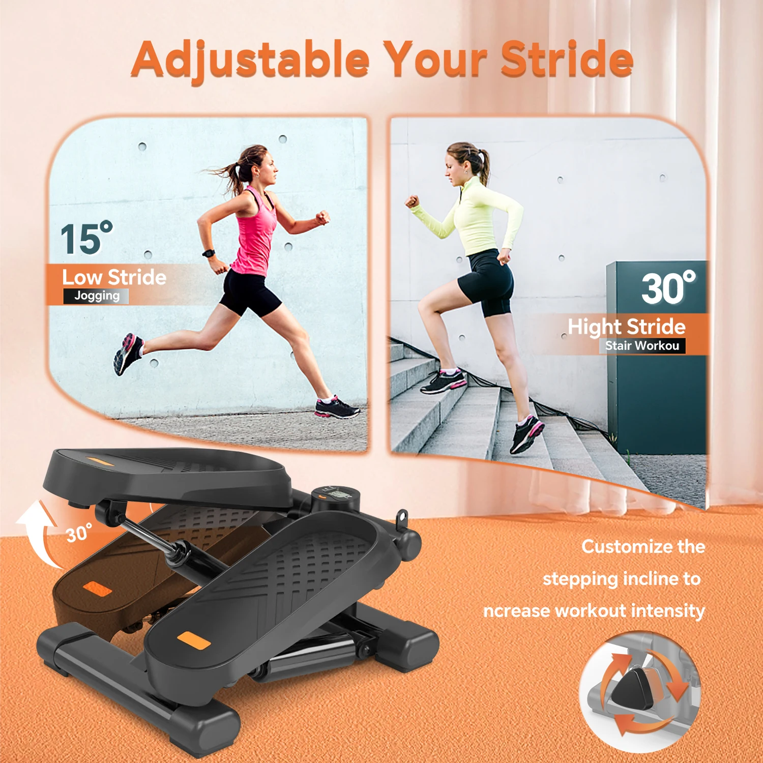 

Home Office Exercise 330LBS Capacity Mini Stepper with Resistance Bands and LCD Monitor