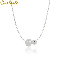925 Sterling Silver Pearl Ball Charm Chokers Necklace Women Minimalist Trendy Lightweight Shining Chain Link Necklaces For Stack