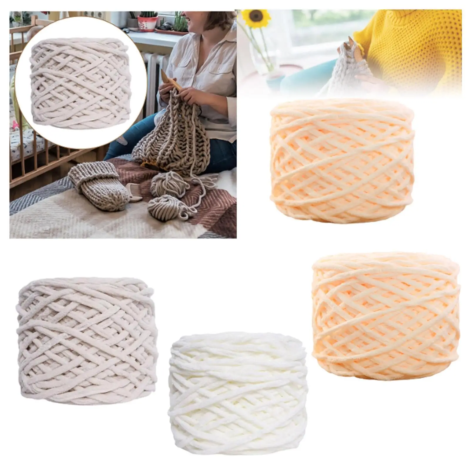 

Soft Chunky Yarn Handmade Lightweight Comfortable Polyester Yarn for Bags Making Plush DIY Craft Arm Knitting Blankets