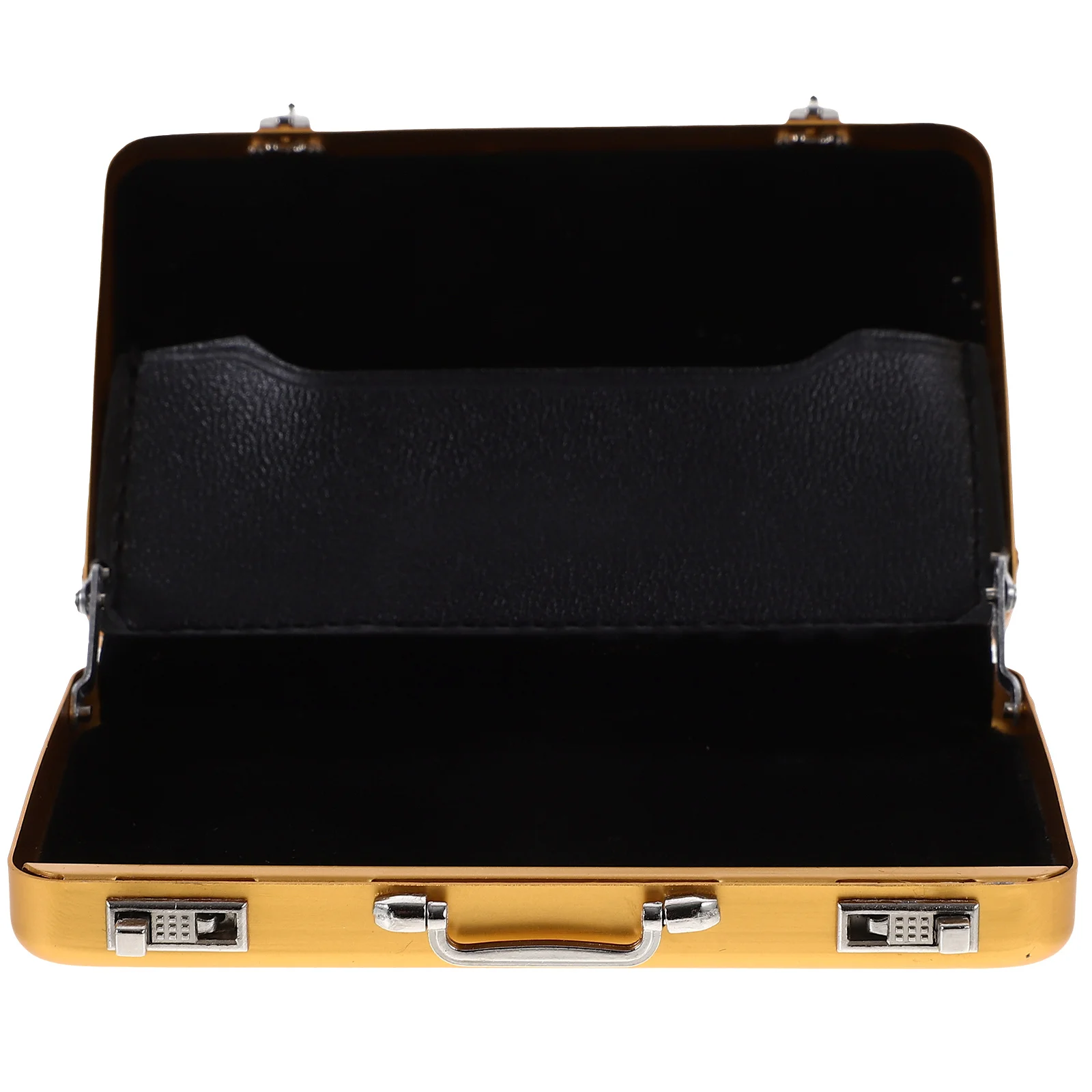 

1pc Metal Business Holder Organizer Briefcase Style Name Card Container Gold Mini Card Case for Office Supplies Desktop Pictures
