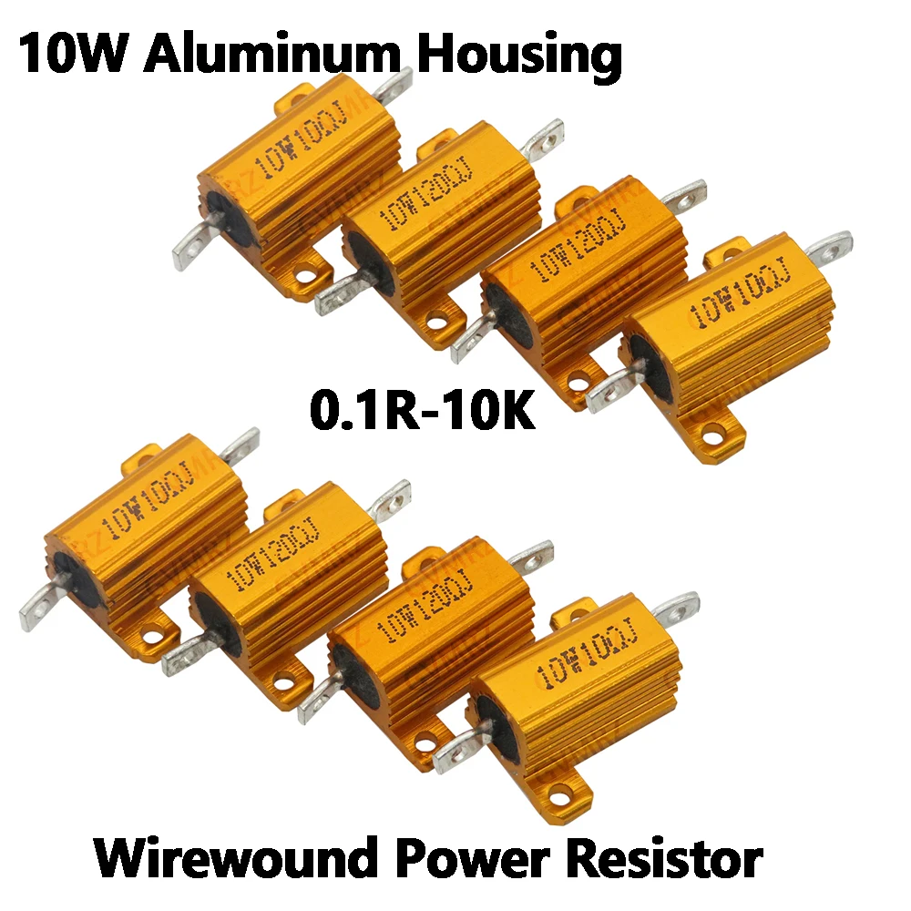 10W Aluminum Housing Wirewound Power Resistor Assorted Resistance Values Electronic Component 0.1R-10K