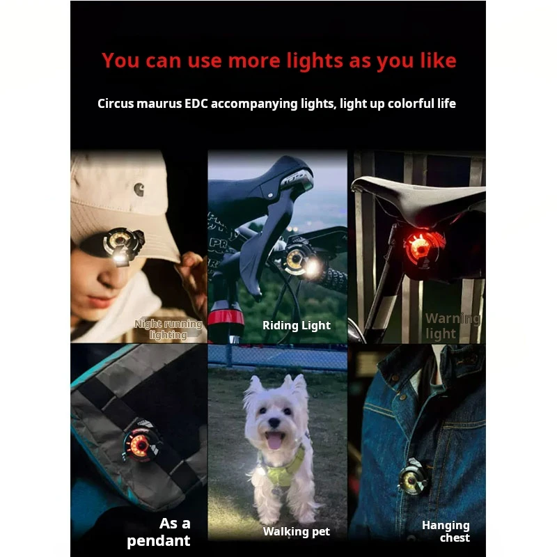 Herramienta multifunción EDC de acompañamiento, luz de emergencia para exteriores, luz de ciclismo para correr de noche, luz magnética, luces decorativas para mascotas