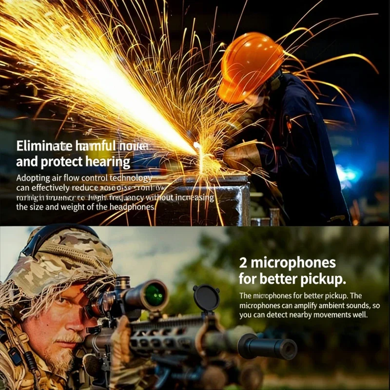 Foldable Electronic Shooting Earmuff Sound Amplification Noise Cancelling Hearing Protection Headset for Hunting Shooting