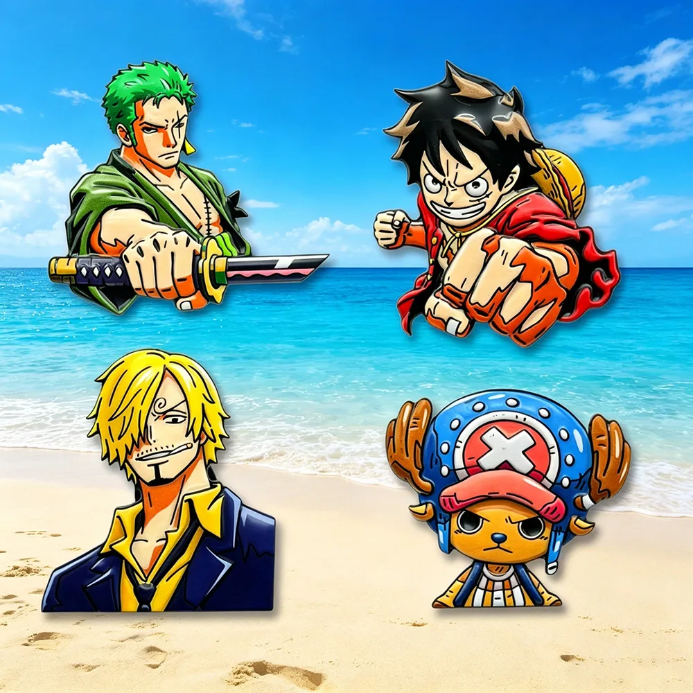 

4pcs Anime One Piece peripheral badges cartoon characters metal brooches backpacks clothes accessories gifts