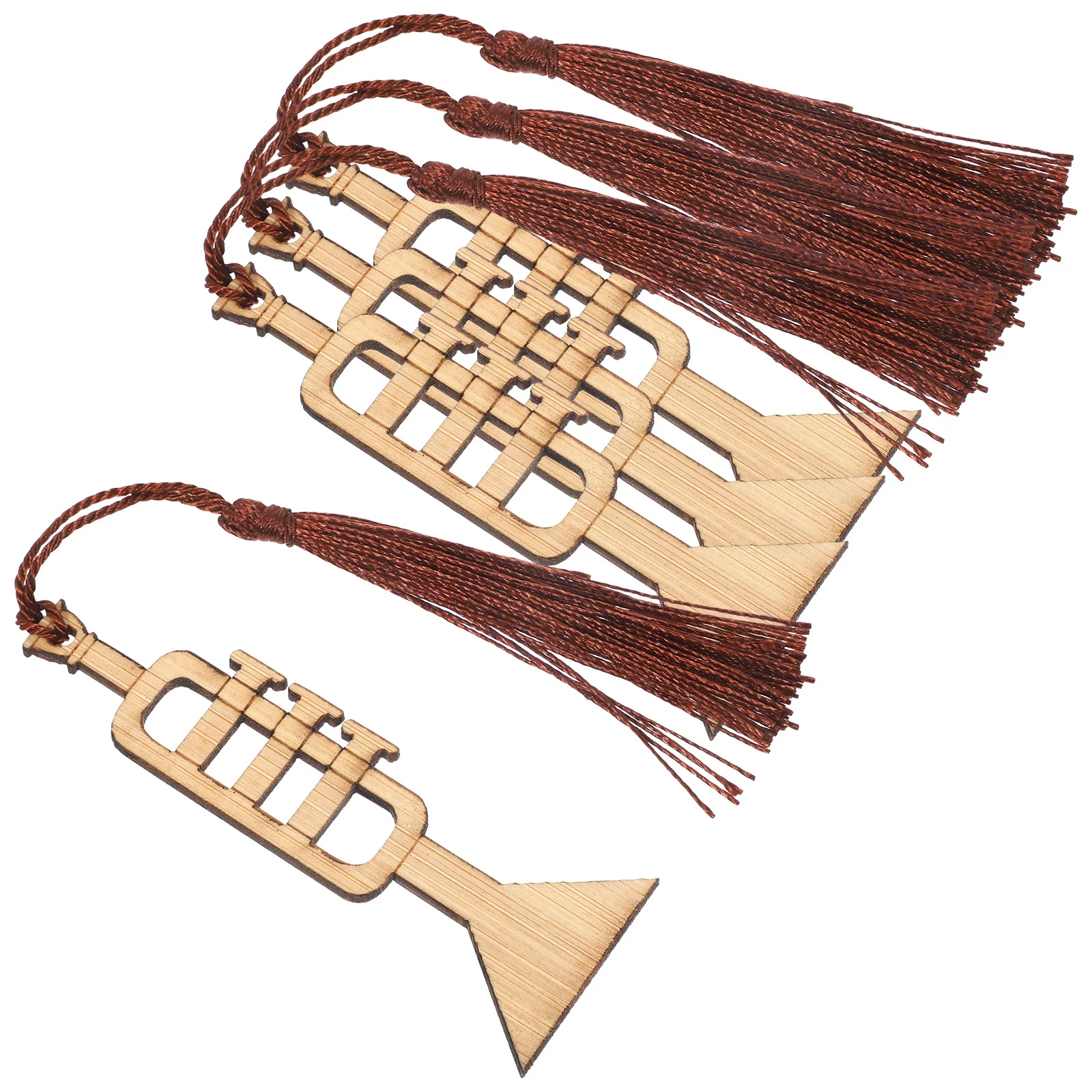 

4Pcs Small Wooden Trumpet Bookmarks Delicate Tassel Design Decorative Reading Page Markers for Adults Bulk Bookmarks for Adults