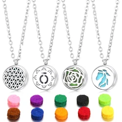12mm Spiral 361L Stainless Steel Flower Aromatherapy Necklace Woman Essential Oil Diffuser Perfume Lockets Pendant Jewelry Gift
