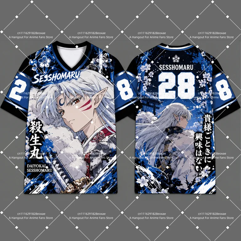T-shirt à col en V imprimé 3D Inuyasha, nouvelle mode 2026, t-shirt décontracté doux, respirant et à séchage rapide, style anime