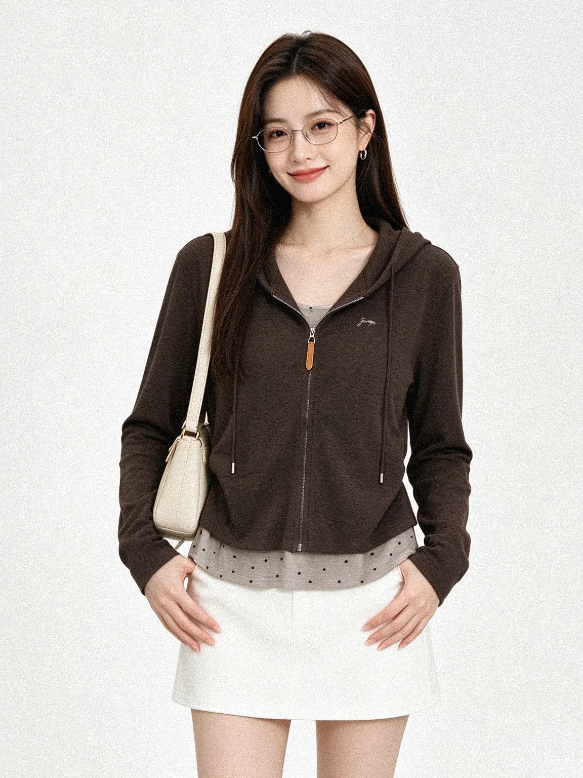 Retro American Korean Style Early Autumn Hoodie Slimming Pleated Casual Long Sleeve Jacket Women's Knittedwear Breathable