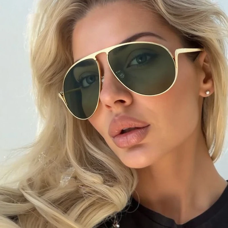 

Женские большие овальные солнцезащитные очки-пилоты в стиле панк, 2021, элитный бренд, винтажные солнцезащитные очки в металлической оправе для женщин, уличные очки UV400