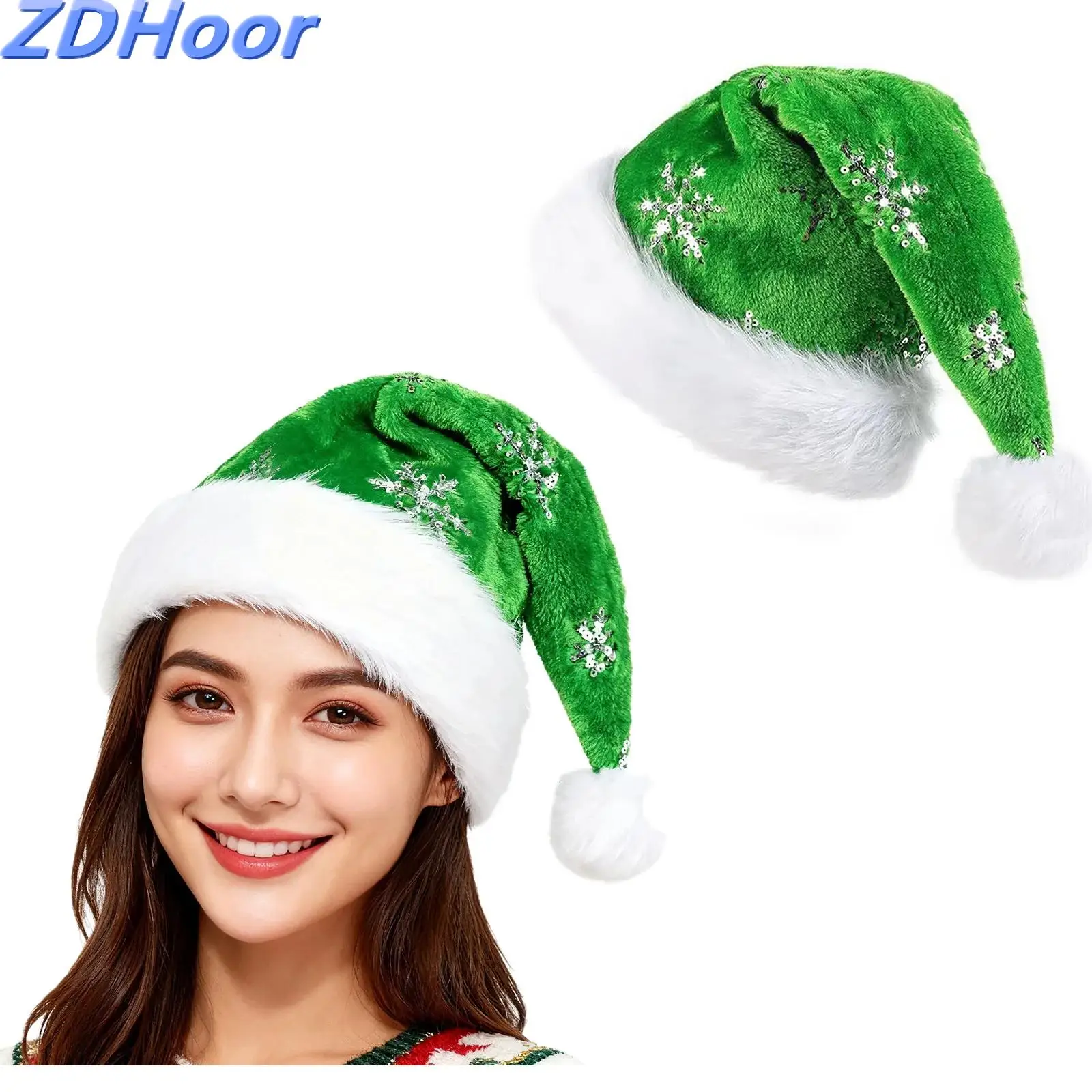 للجنسين الكبار الترتر سانتا قبعة عيد الميلاد قبعة أفخم حافة قبعة عيد الميلاد لحفلة عطلة السنة الجديدة