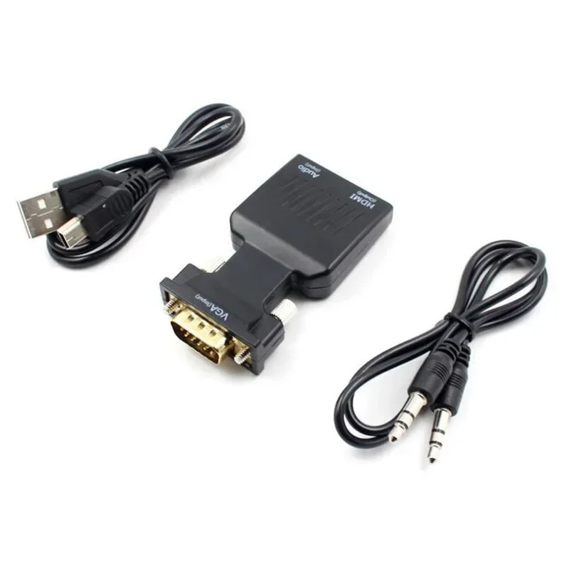 VGA to HDMI-compatible Adapter 720/1080P Male to Female Converter with 3.5mm Audio Input Cable For HDTV Projector PC Laptop