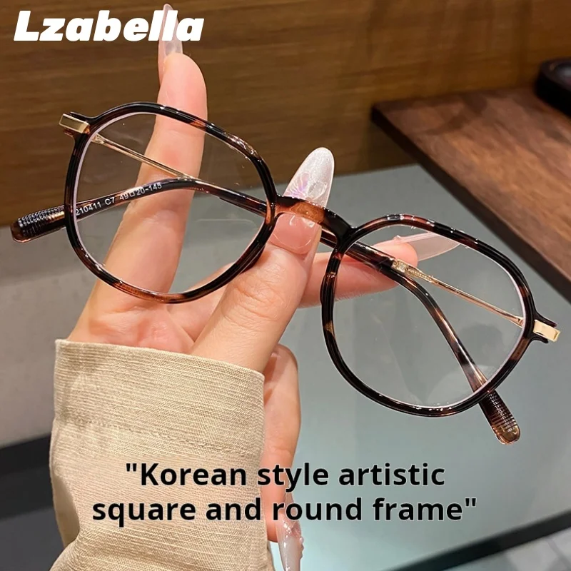 

Korean High Quality Integrated Nose Pad Glasses for Women Fashion Tortoise Shell Oval Myopia Glasses for Men Small size L210411Z