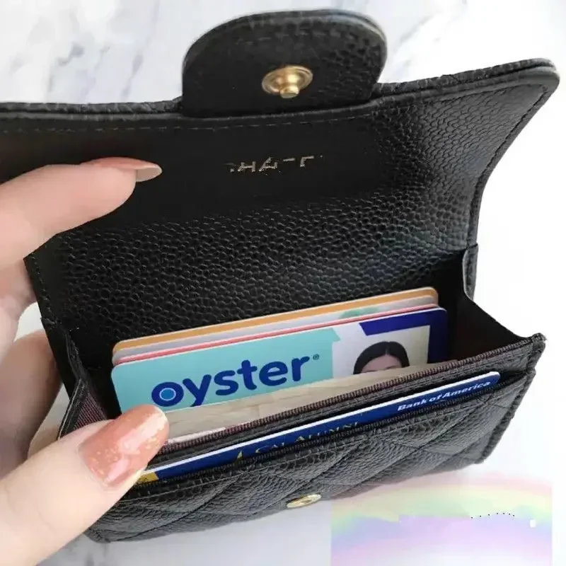 2024 New Classic caviar women\'s card case cowhide rhombus black coin purse fashion luxury brand designer wallet