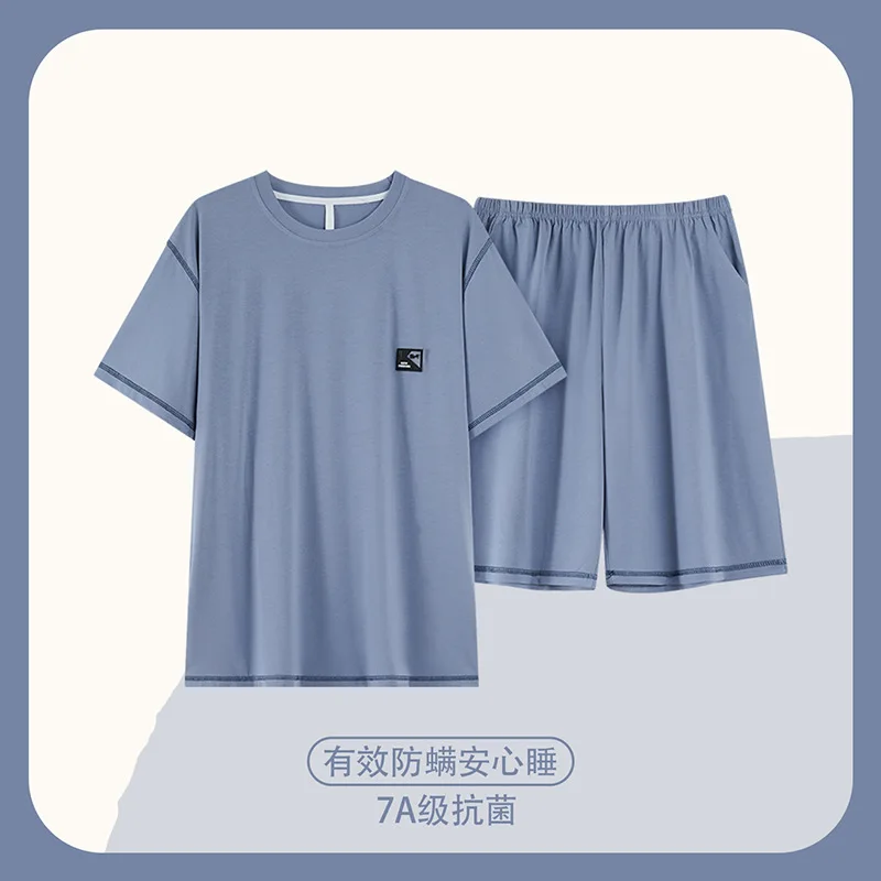 New Arrival Men Cotton Pajamas Set Summer Short Sleeve Shorts Breathable Soft Male Home Wear Casual male Young Boy Loungewear