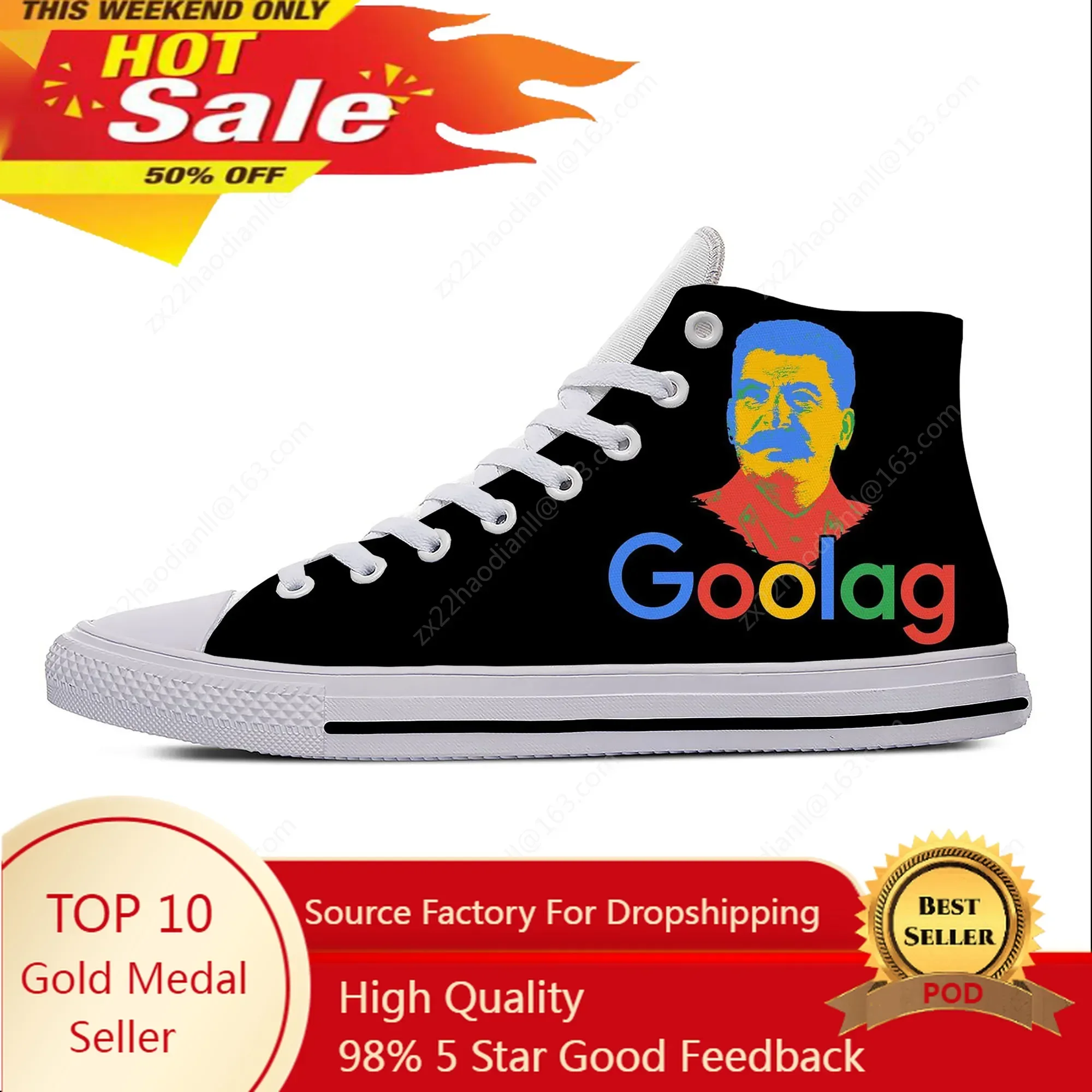 Funny Goolag Stalin Artsy High Top Sneakers Mens Womens Teenager Casual 3D Print Shoe Canvas Running Shoes Lightweight shoe